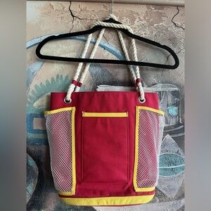 Levenger Canvas Red-Yellow Shoulder Bag